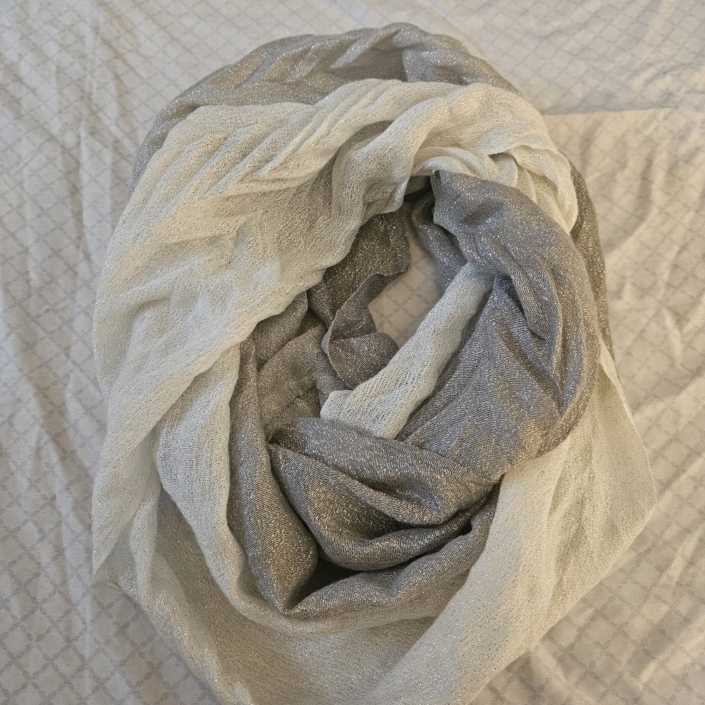 Elegant Silver and Gray Infinity Scarf